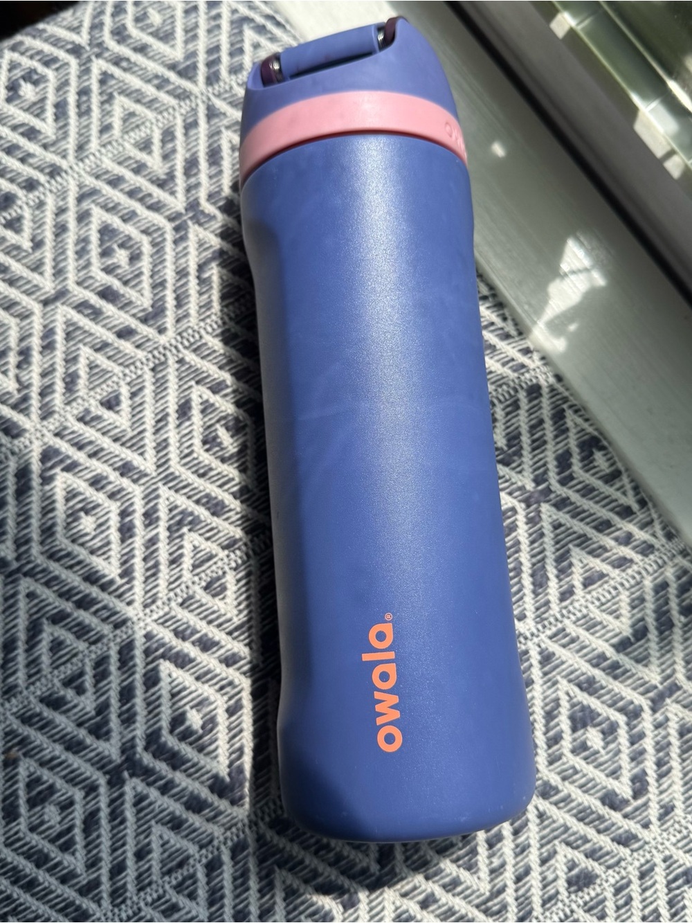 Owala periwinkle Blue Water Bottle with Pink Accent